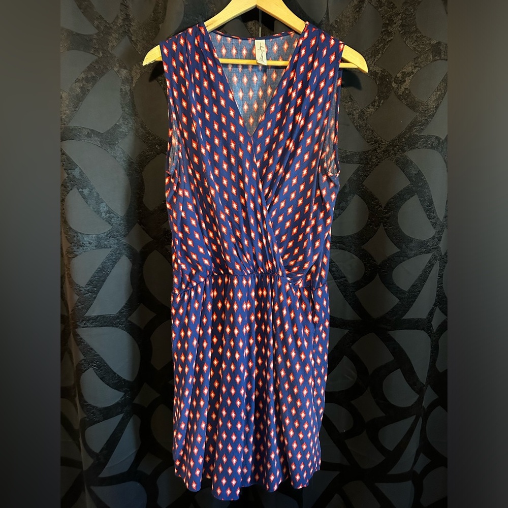 Allison Joy sleeveless red, white and blue pattern dress